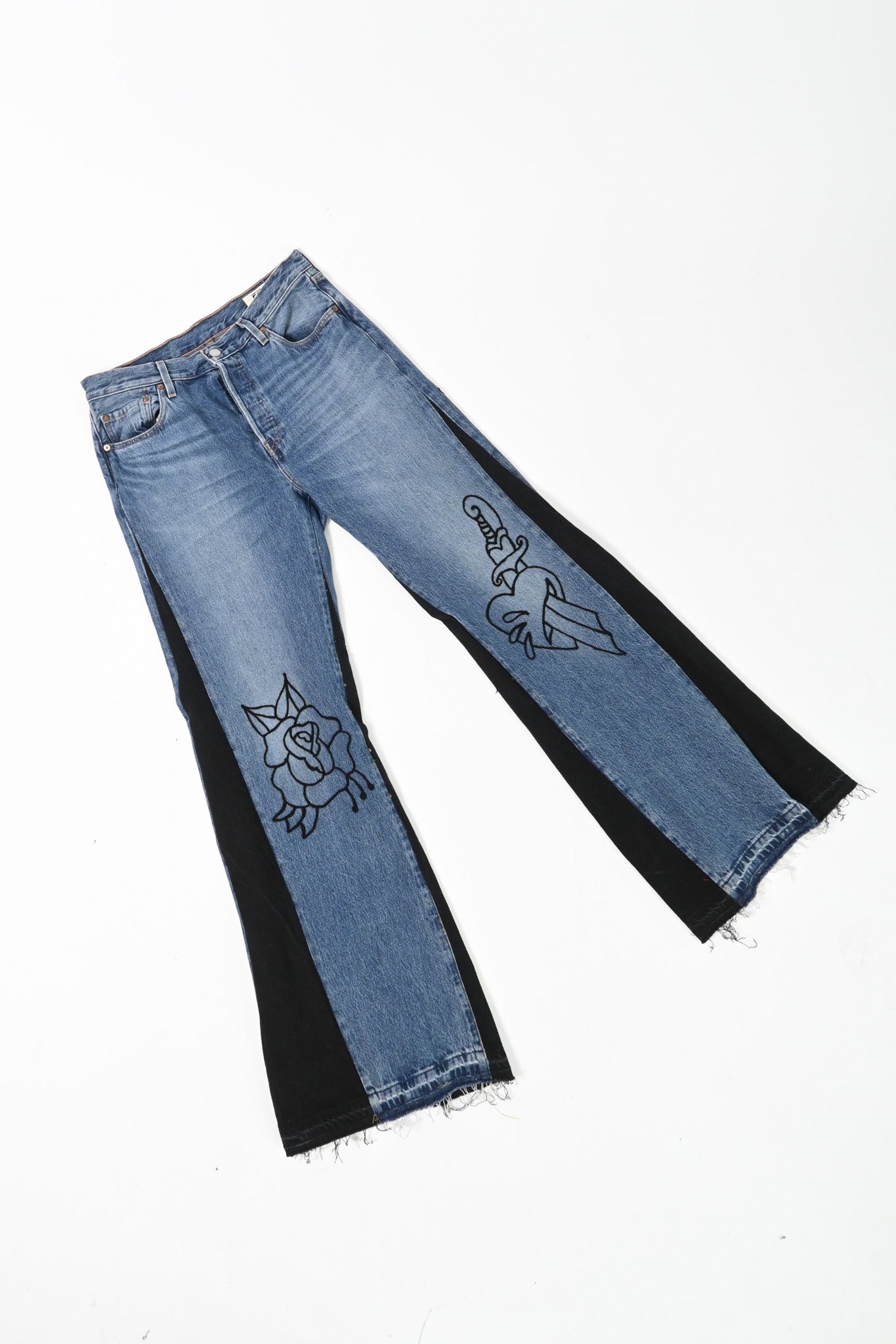 DAN Charm Chain-stitched denim