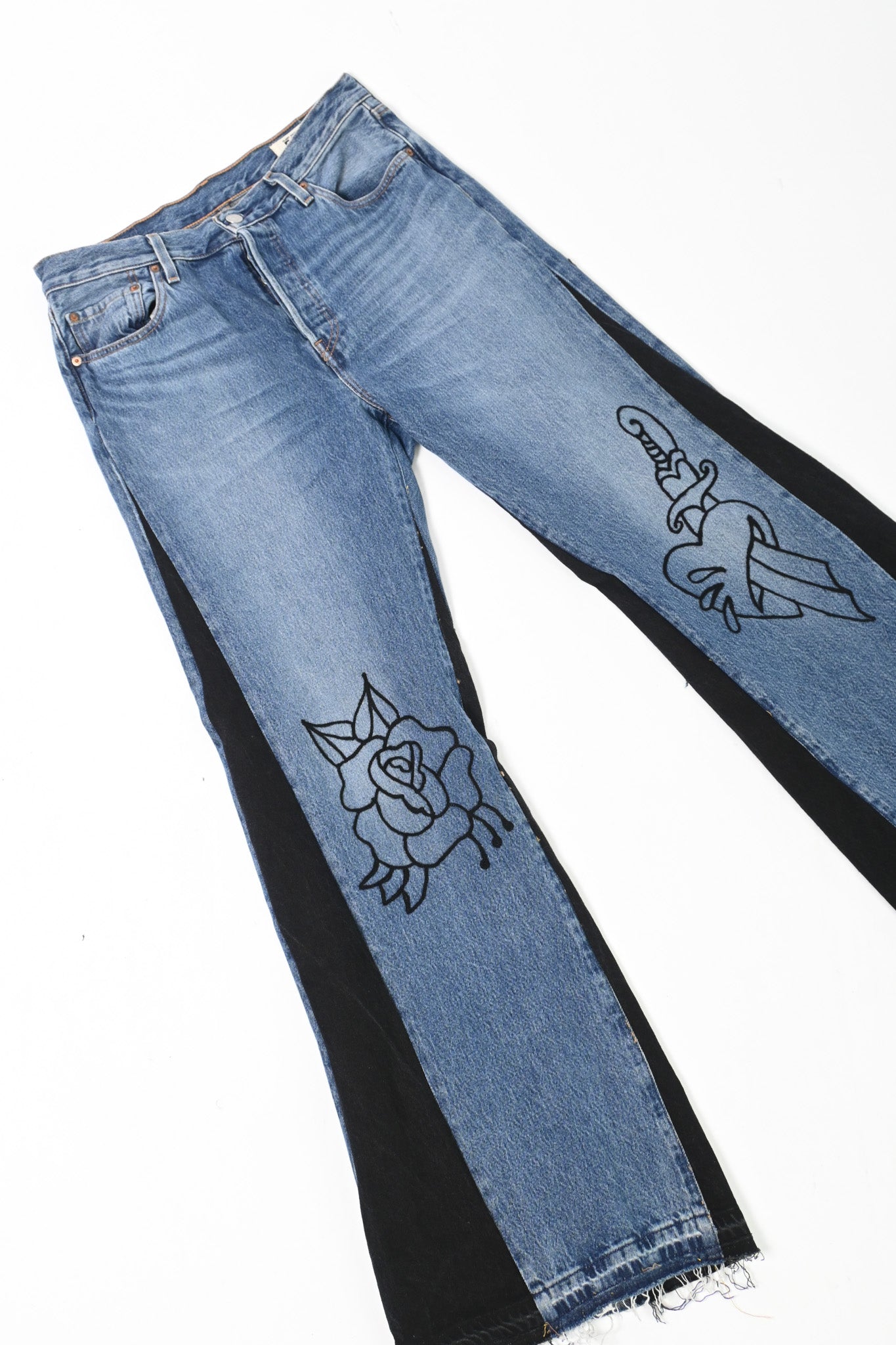 DAN Charm Chain-stitched denim