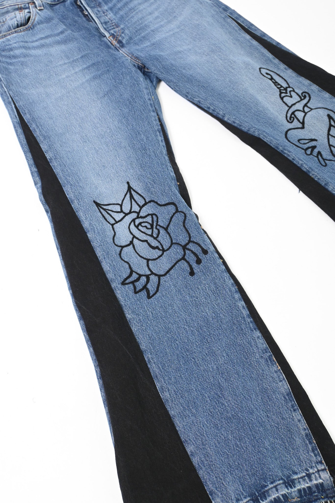 DAN Charm Chain-stitched denim