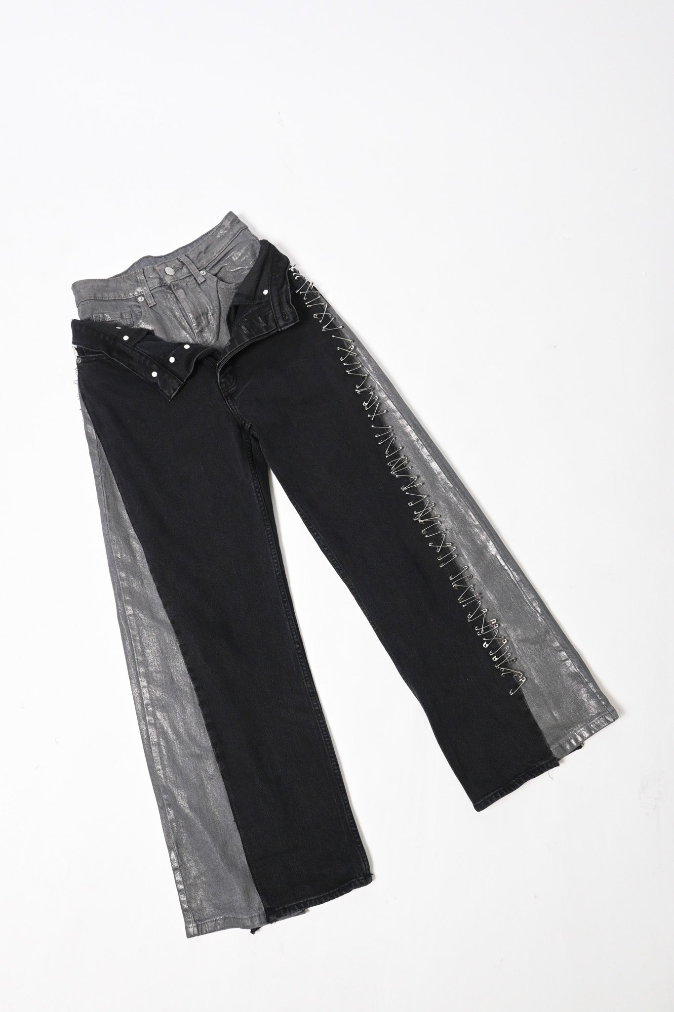 Double layer safety pin denim Small