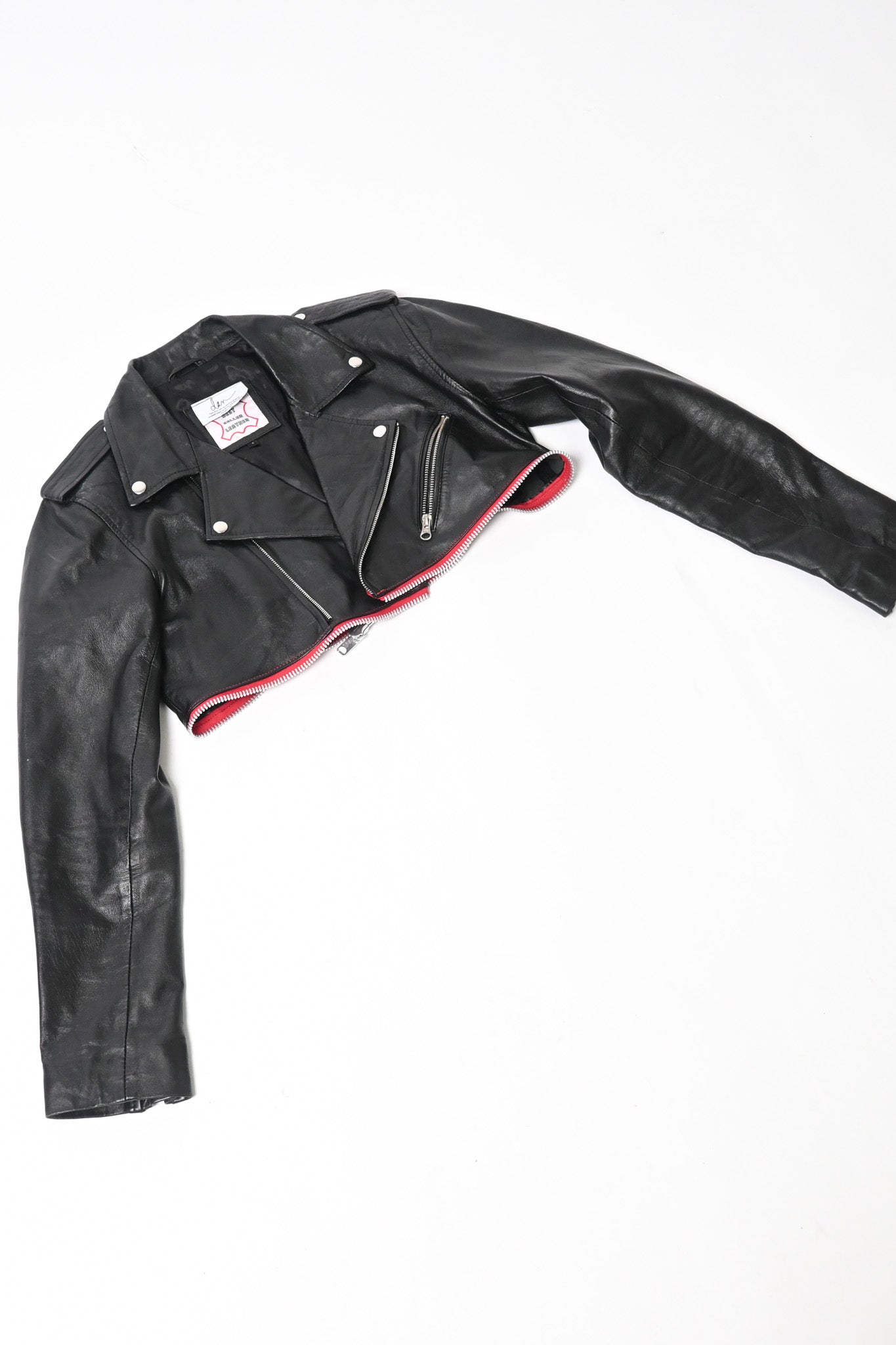Cropped leather biker jacket (S/M)