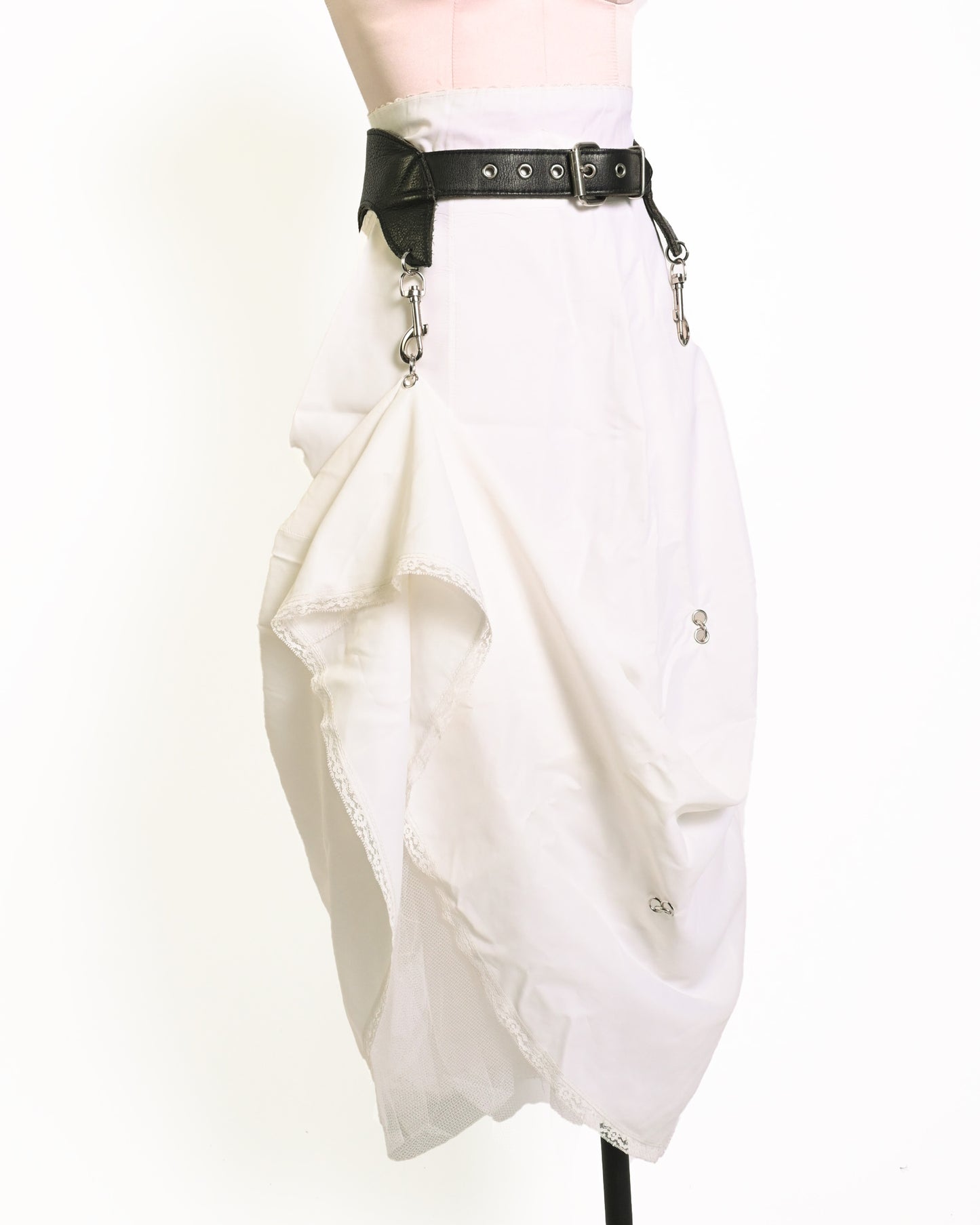 LAUREN'S White skirt and Leather Garter set