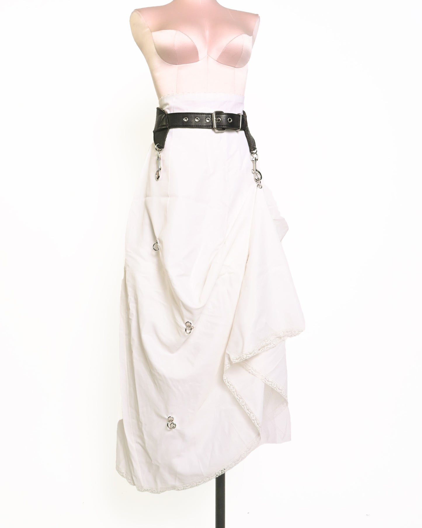 LAUREN'S White skirt and Leather Garter set