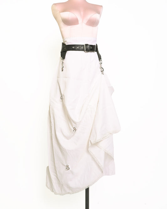 LAUREN'S White skirt and Leather Garter set