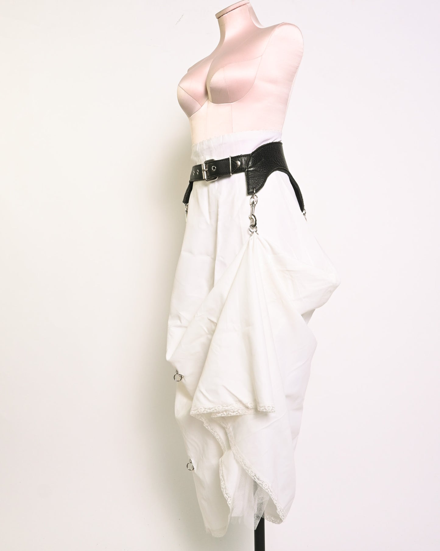 LAUREN'S White skirt and Leather Garter set
