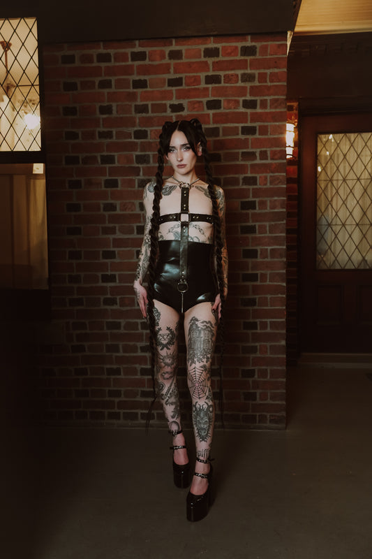 IONA'S high rise latex booty shorts SAMPLE