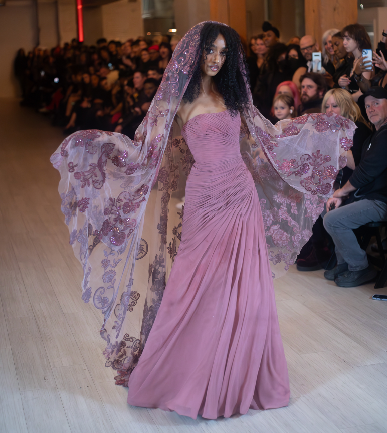 Hand-dyed strapless gown