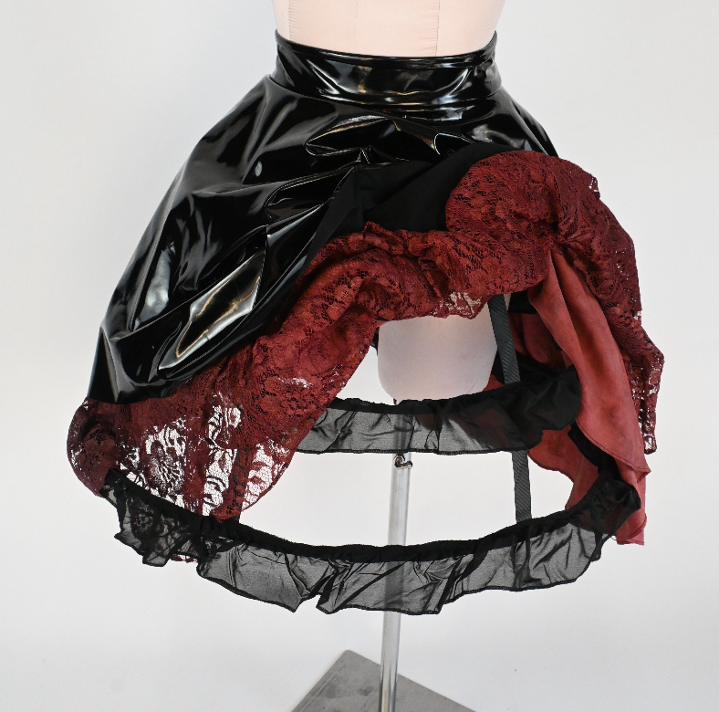 VINYL and vintage SILK LACE SKIRT (33" Waist)