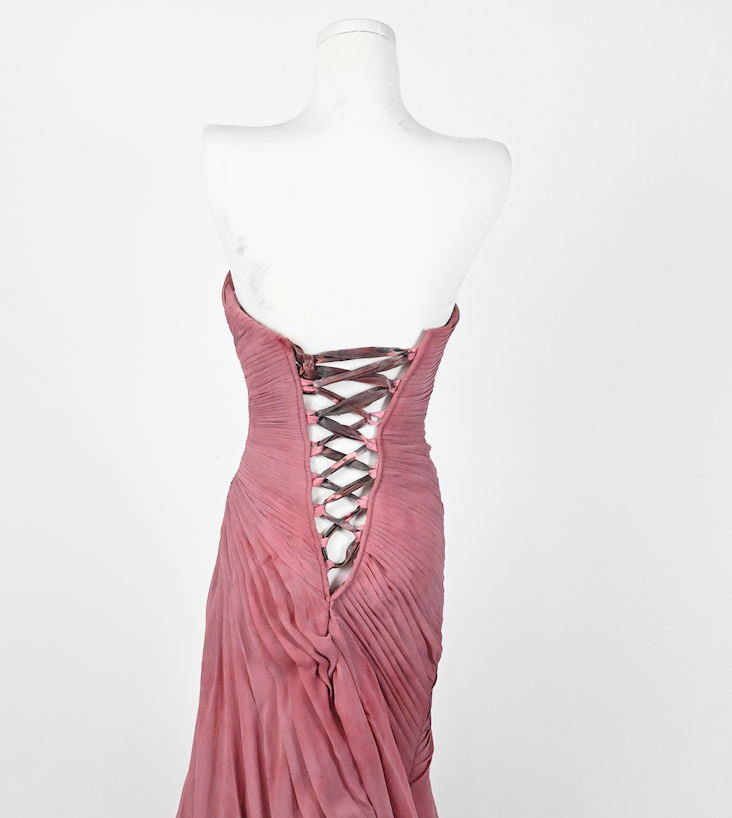 Hand-dyed strapless gown