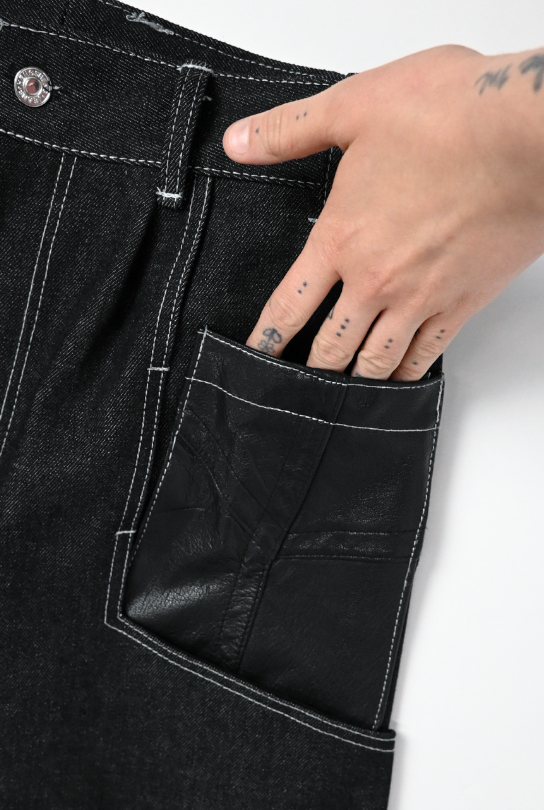 JOHN'S Dead-stock Denim and Leather Pants