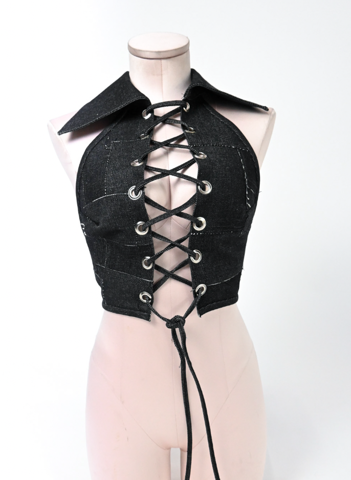 DYMOND and JULIA'S Lace-Up Halter with Collar (multiple sizes available)