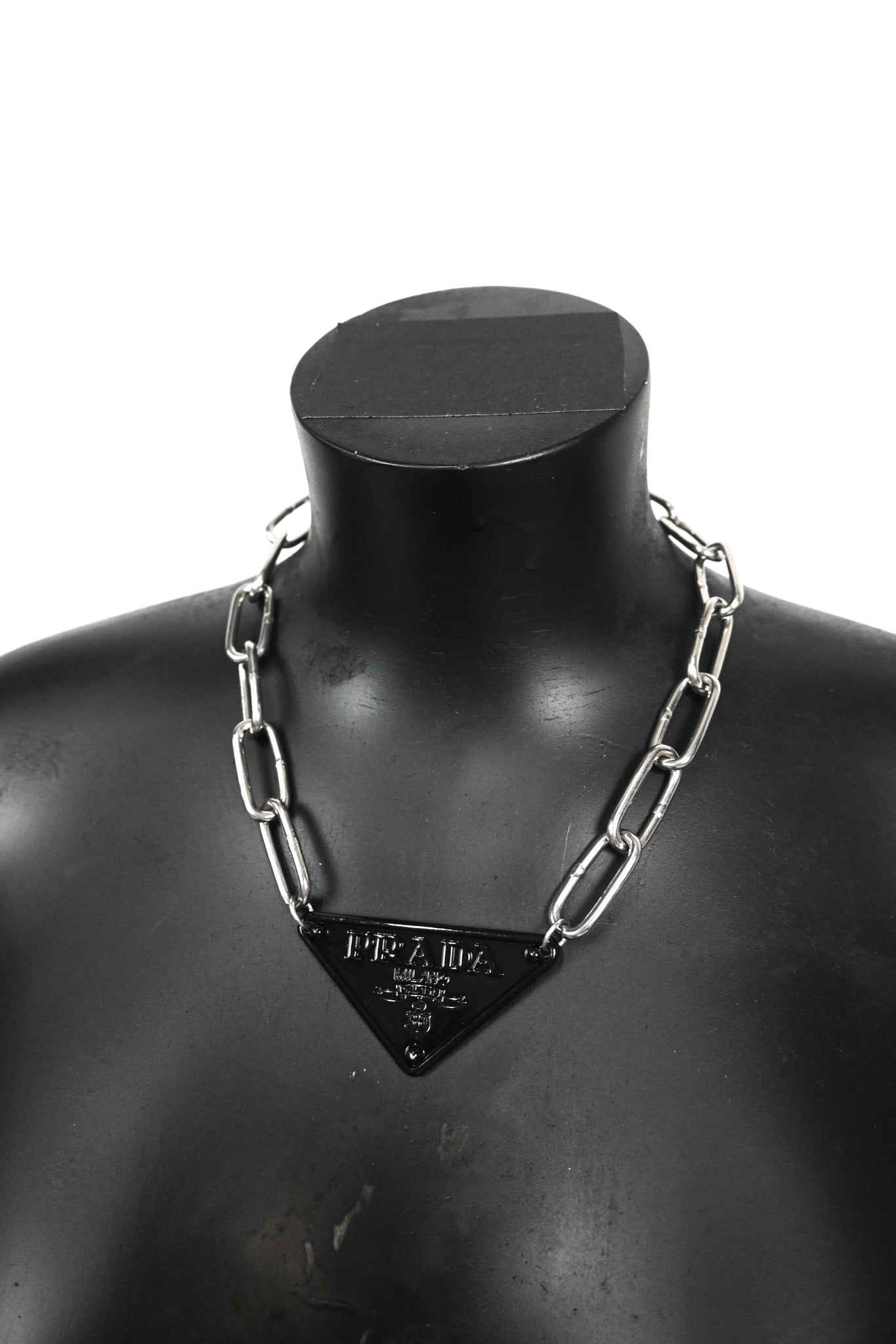 Large black emblem necklace