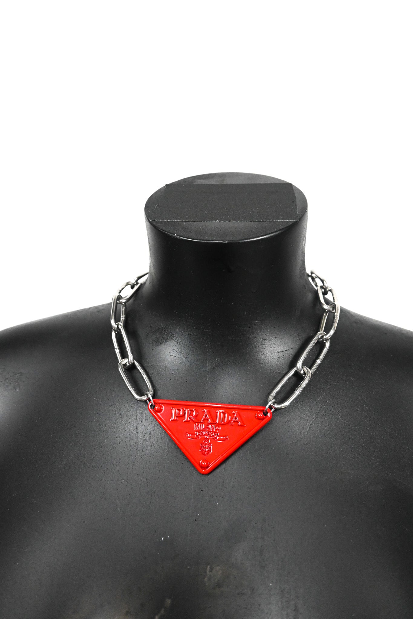 Large red emblem necklace