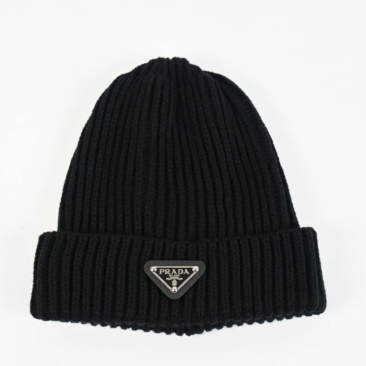 Black Large rib style beanie