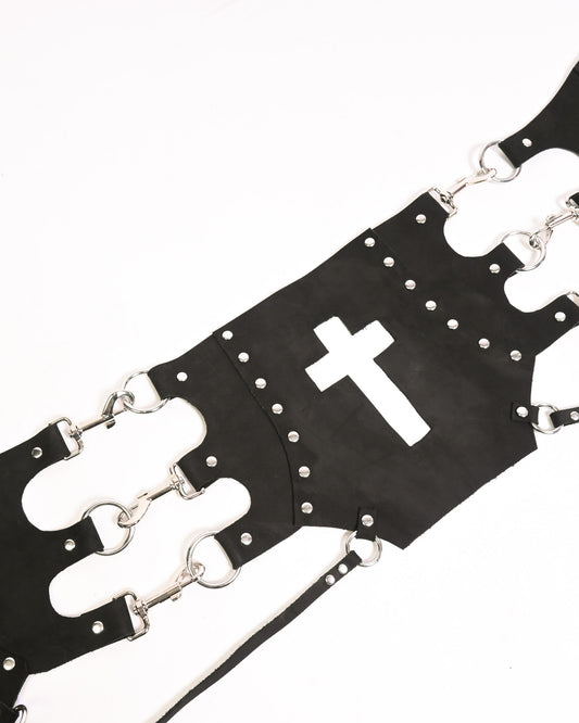 TAYLOR'S Leather cross mini skirt