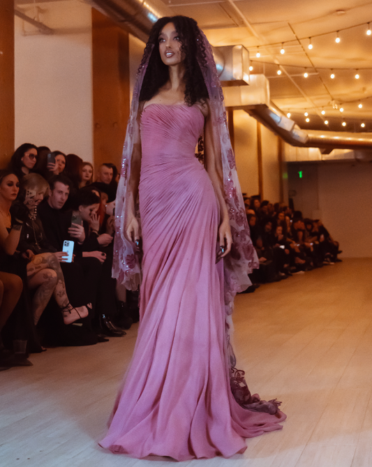 Hand-dyed strapless gown