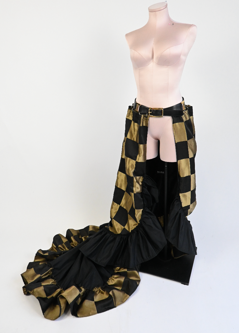 Show stopper gold check gown (free alterations)