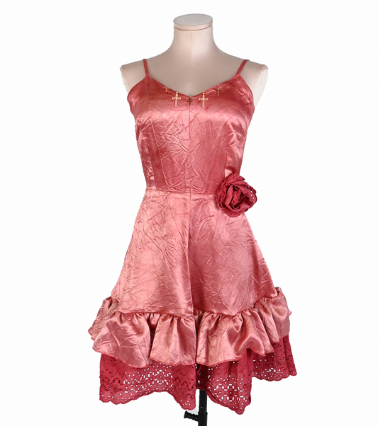 Coral mini silk dress
