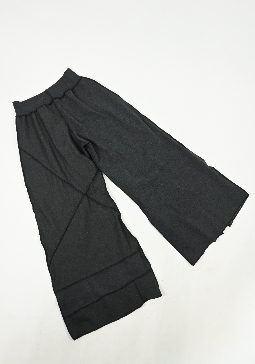 GREY patch-work wide leg zip pants (Medium)