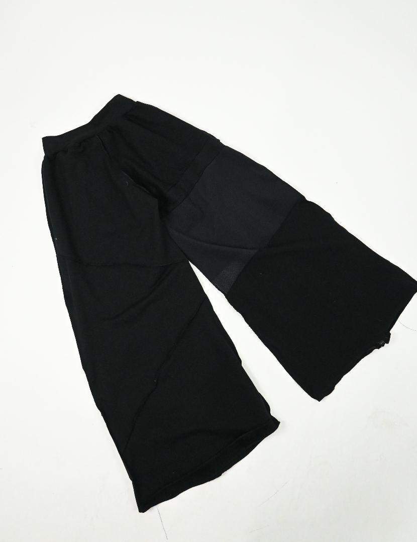 BLACK patch-work wide leg zip pants (XS)