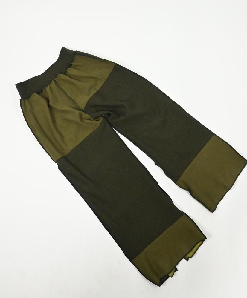 PARKER'S GREEN patch-work wide leg zip pants (Medium)