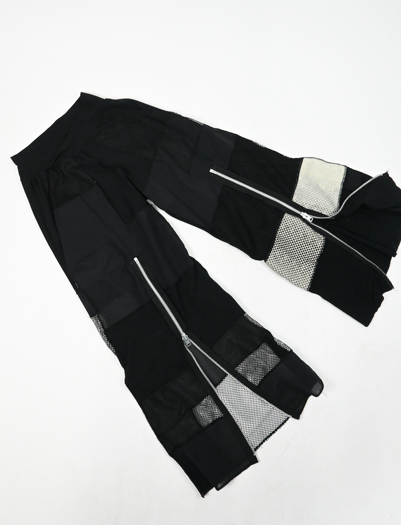 SAFIA'S BLACK patch-work wide leg zip pants (S/M)