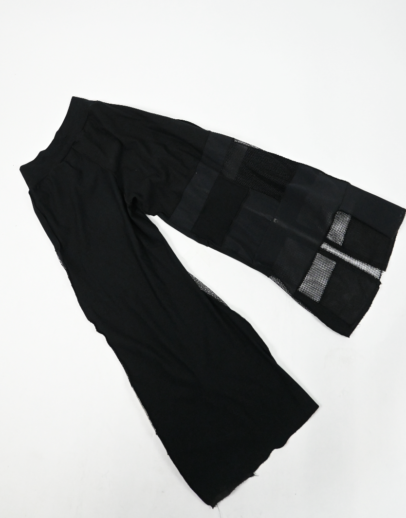 SAFIA'S BLACK patch-work wide leg zip pants (S/M)