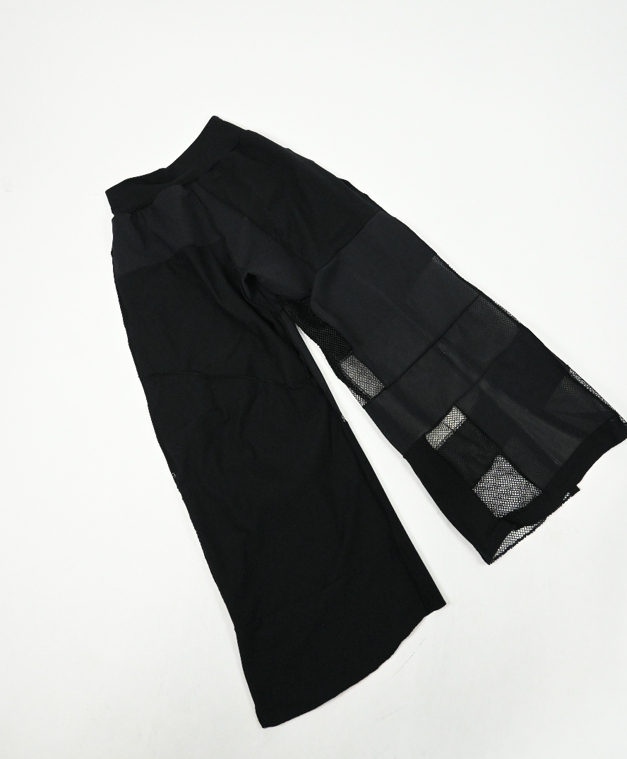 JUDAS' BLACK patch-work wide leg zip pants (Small)