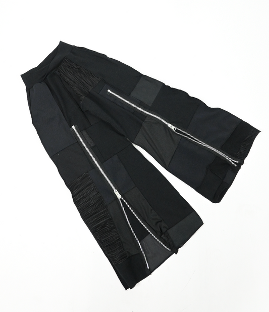 ARIAM'S BLACK patch-work wide leg zip pants (XS)