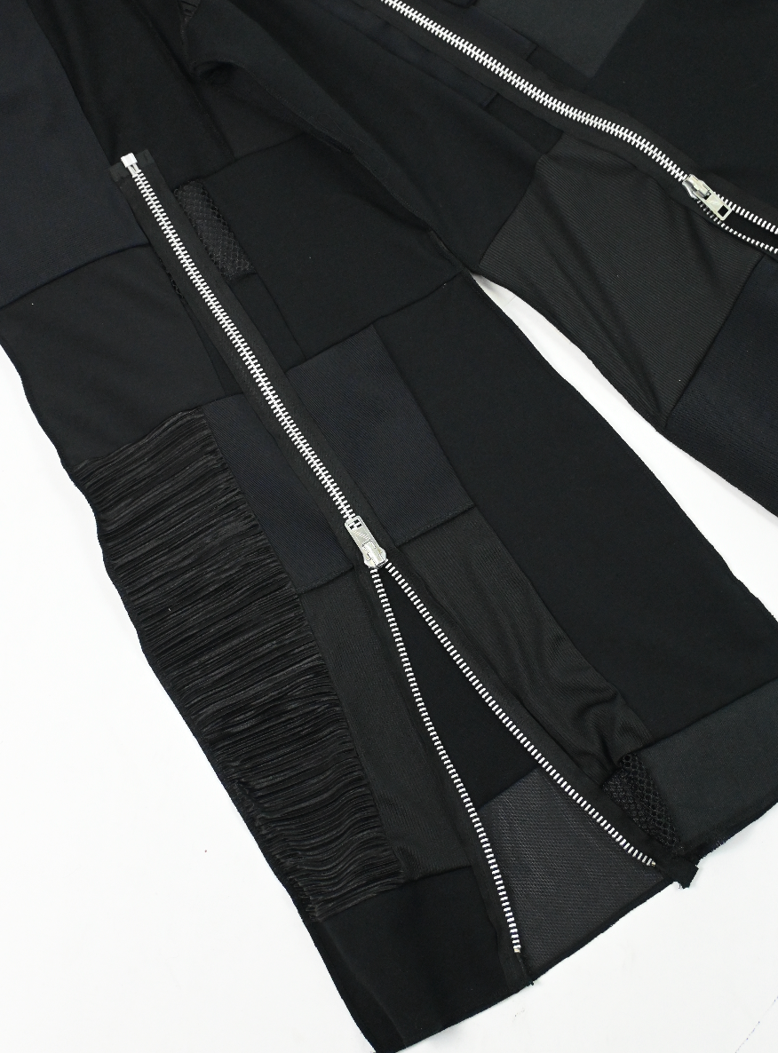 ARIAM'S BLACK patch-work wide leg zip pants (XS)