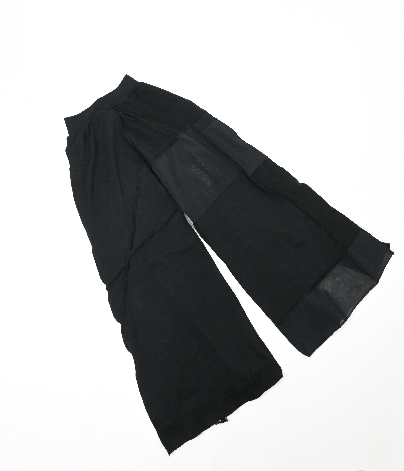 ARIAM'S BLACK patch-work wide leg zip pants (XS)