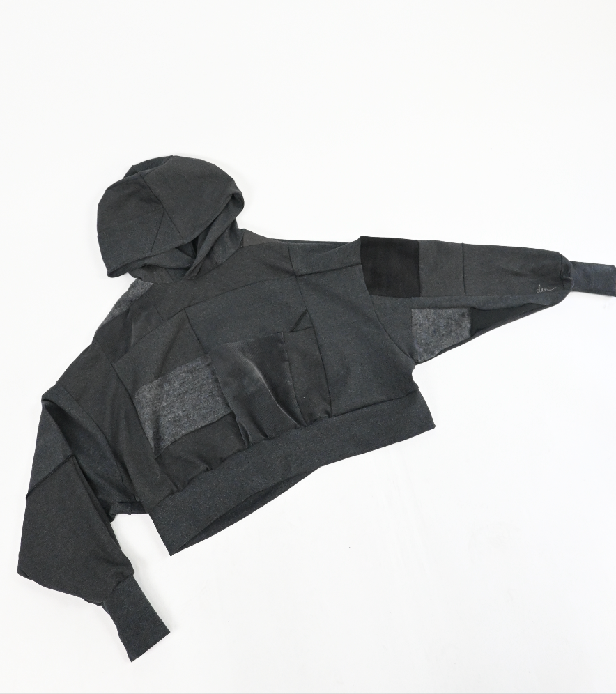 GREY patch-work hoodie