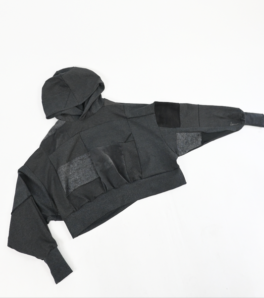 GREY patch-work hoodie