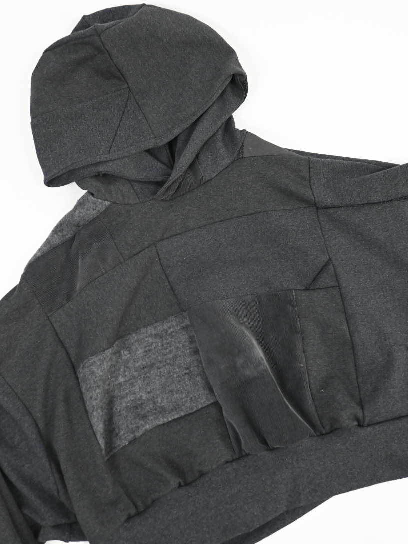 GREY patch-work hoodie