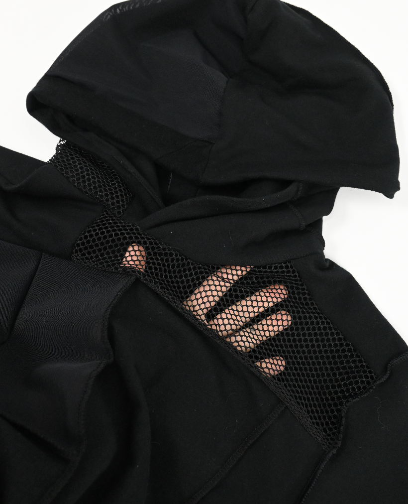 Black patch-work signature hoodie