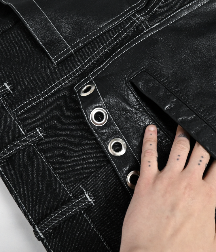 JOHN'S Dead-stock Denim and Leather Pants