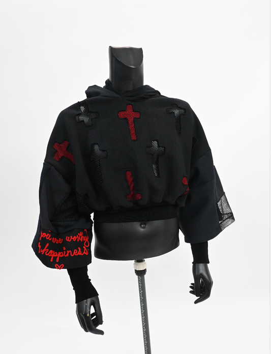 7:20:ME TO YOU chain-stitched red ARCHIVE hoodie