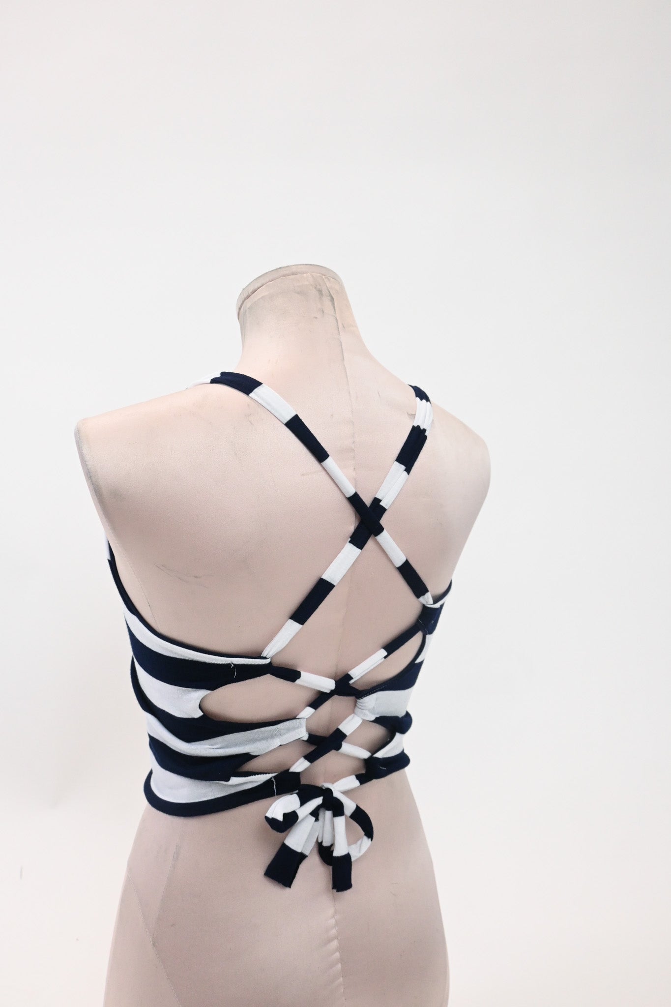 Reversible Stripe / Navy Tie back tank (S/M)