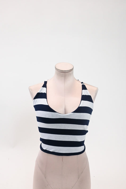 Reversible Stripe / Navy Tie back tank (S/M)