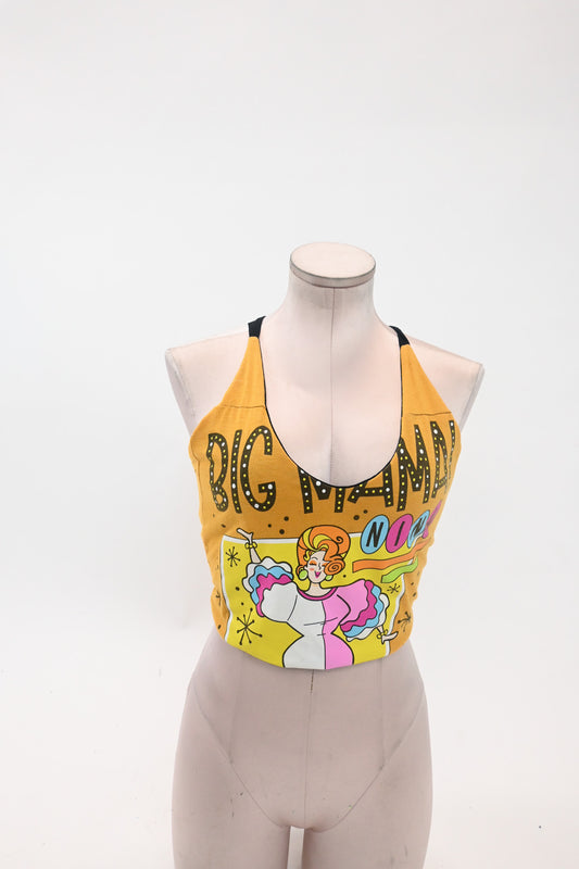 Reversible BIG MAMA / Black Tie back tank (M/L cropped)