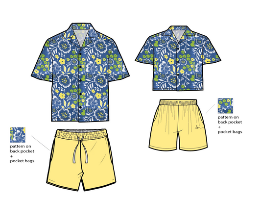 Yellow and blue floral set