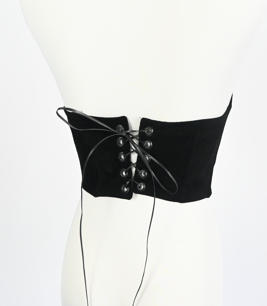 RUNWAY suede studded corset